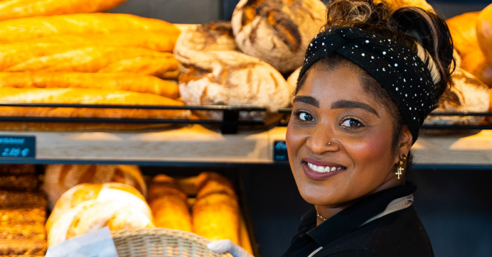 Frau Steinmetz bei der Thollembeek Bäckerei in Kraichgau
